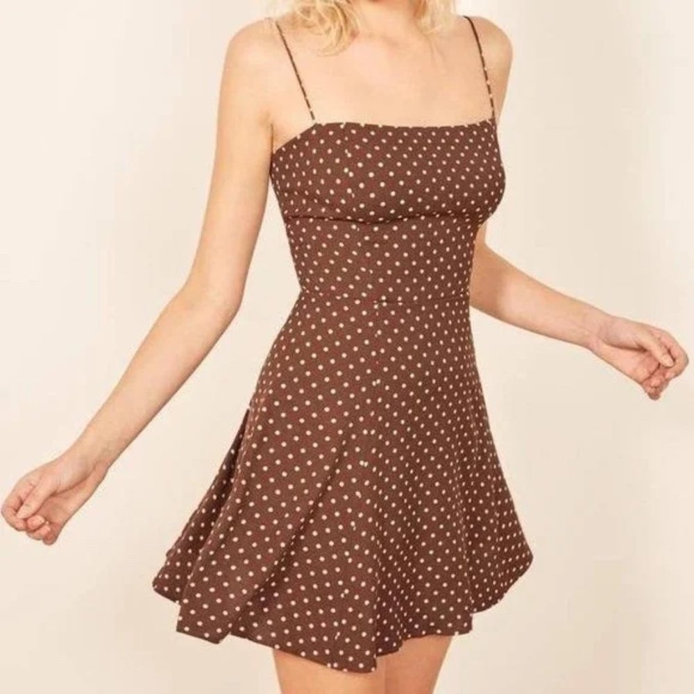 Reformation Polka Dot Tank Dress - Brown - Size 6